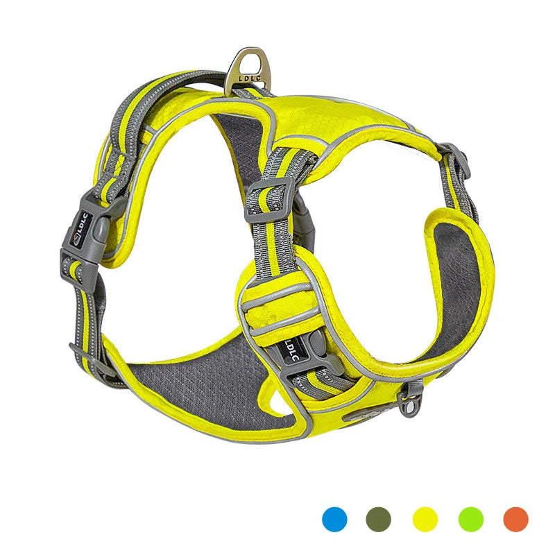 harnais jaune pour chien qui tire