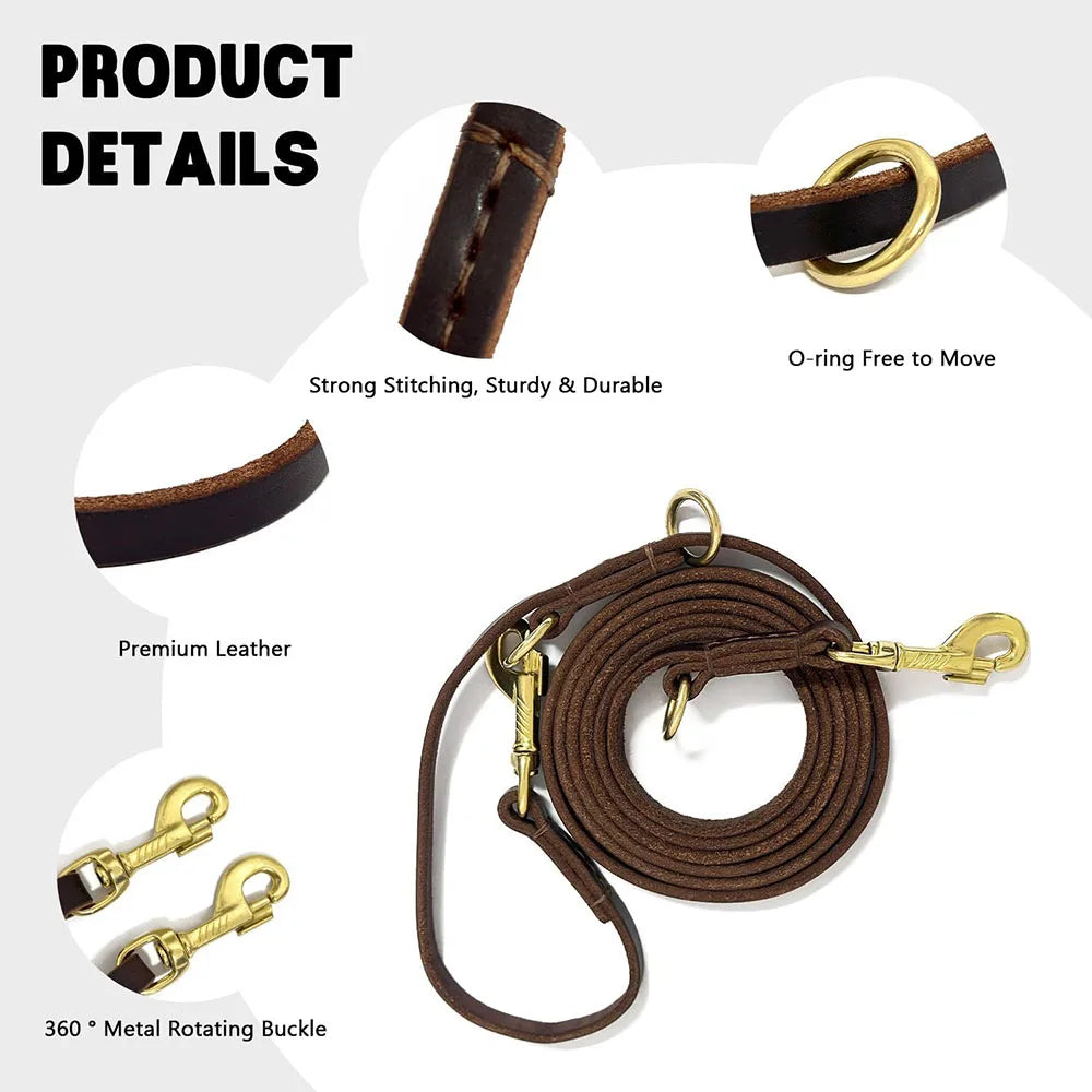 laisse cuir bandoulières pour chien de chasse