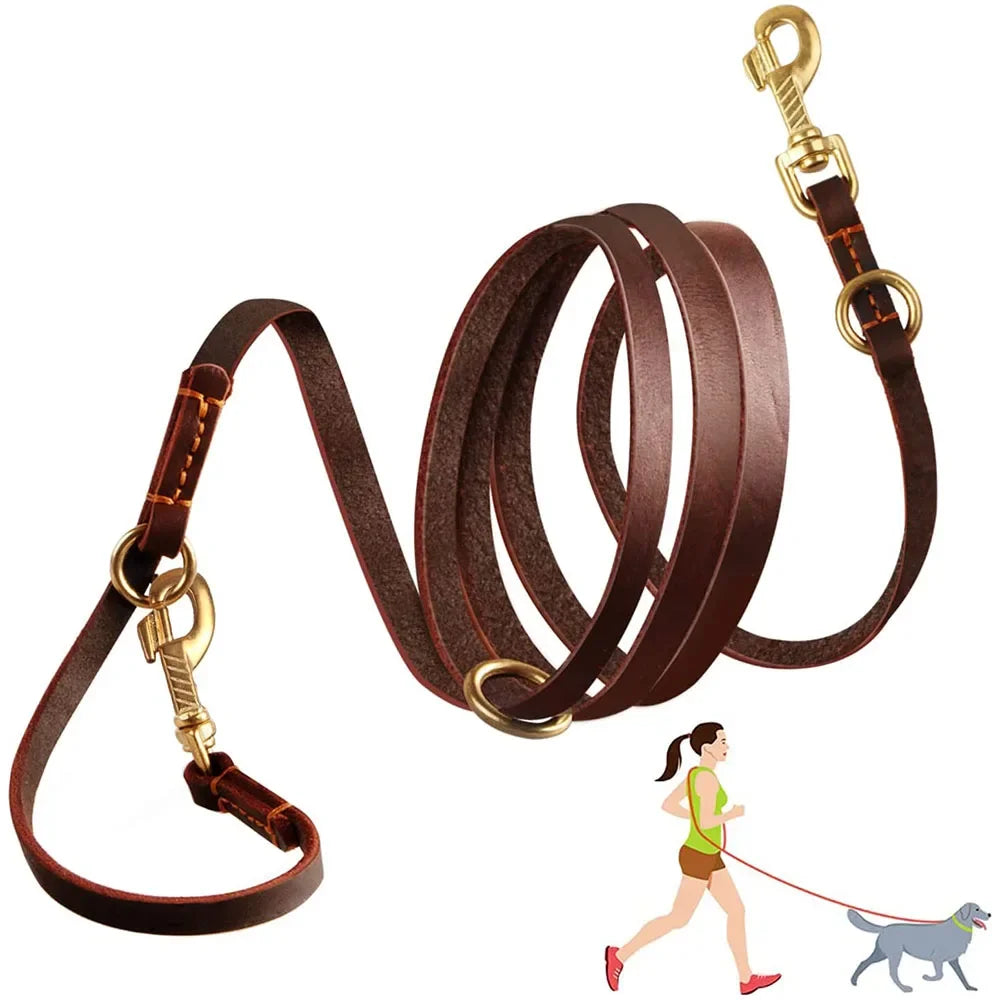 laisse 3 position en cuir pour chien