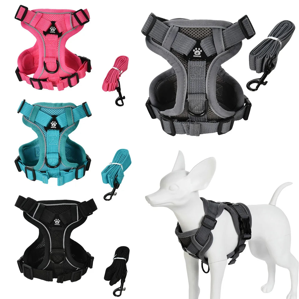 harnais pour chien noir et rose