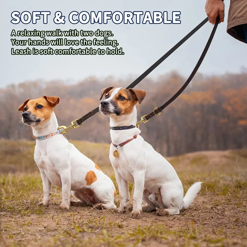 laisse 3 position en cuir pour chien