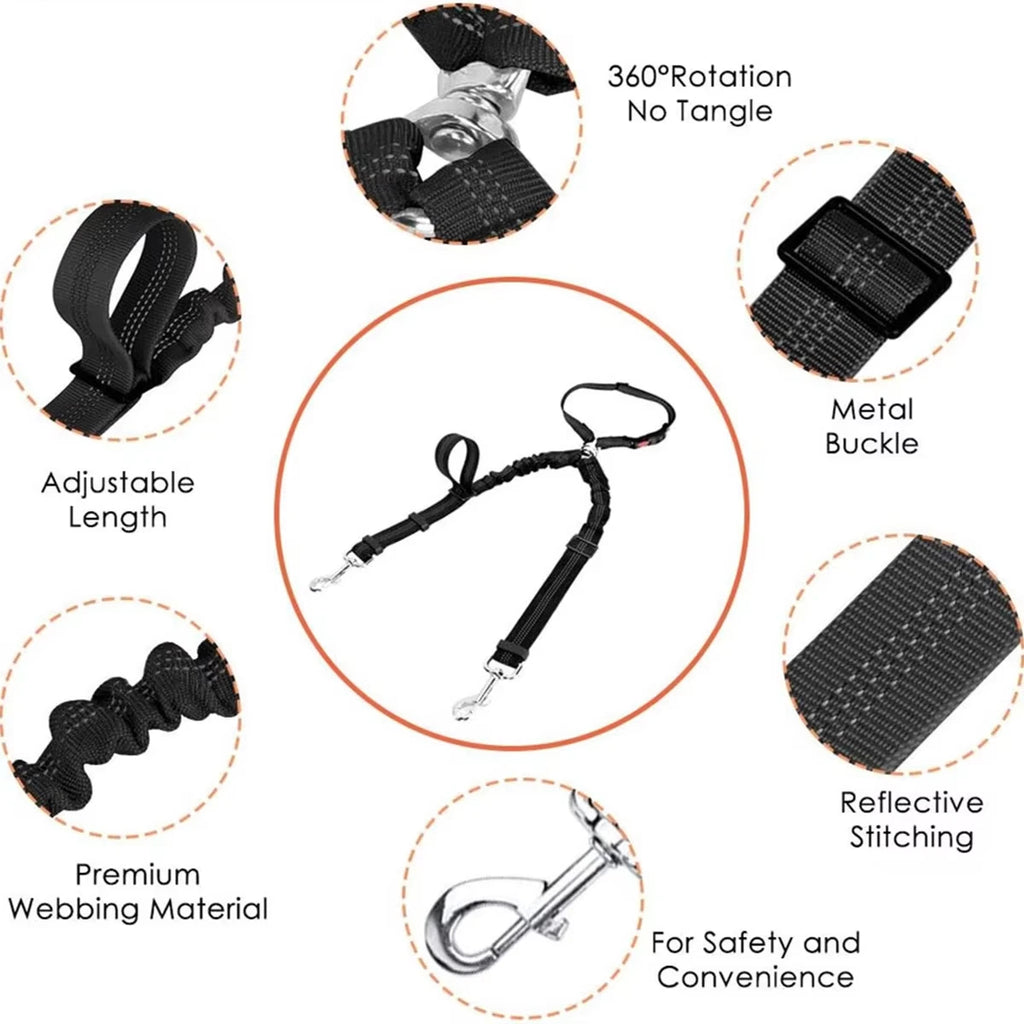 laisse ceinture pour 2 chien