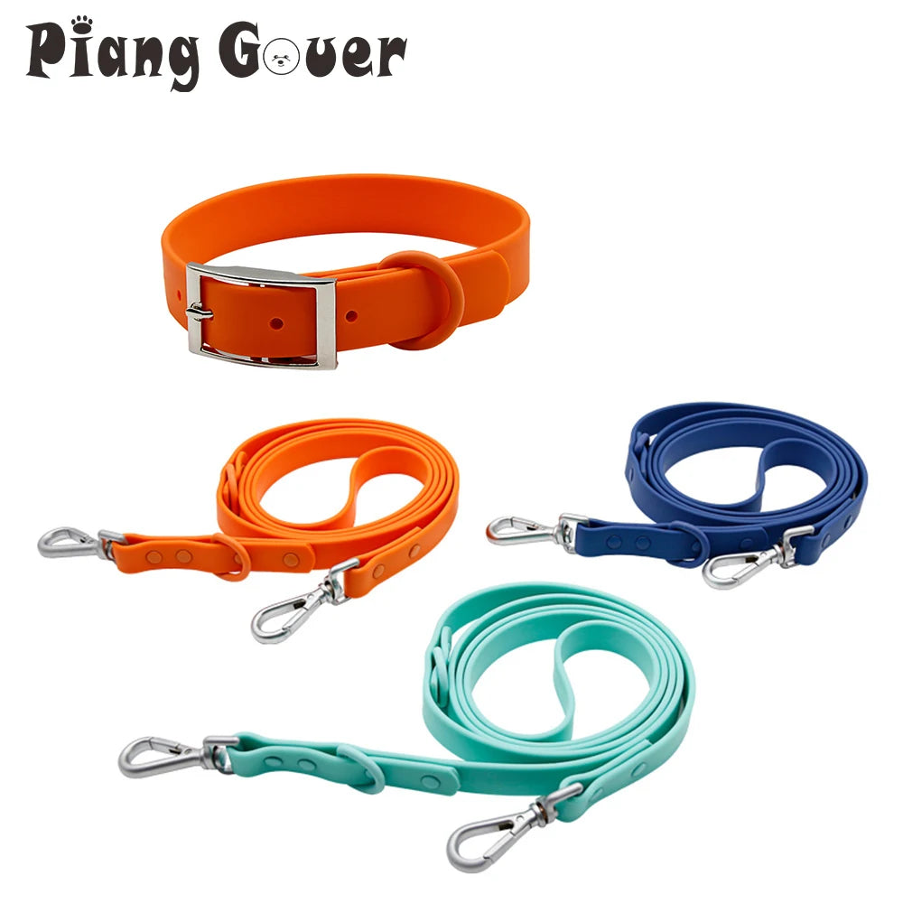 collier et laisse bleu brillante pour chien