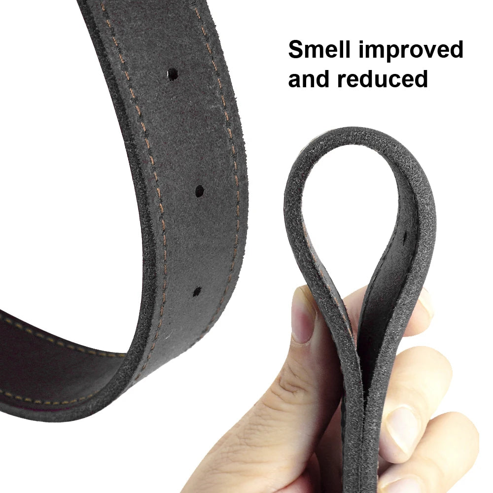 collier epais en cuire avec laisse pour gros chien
