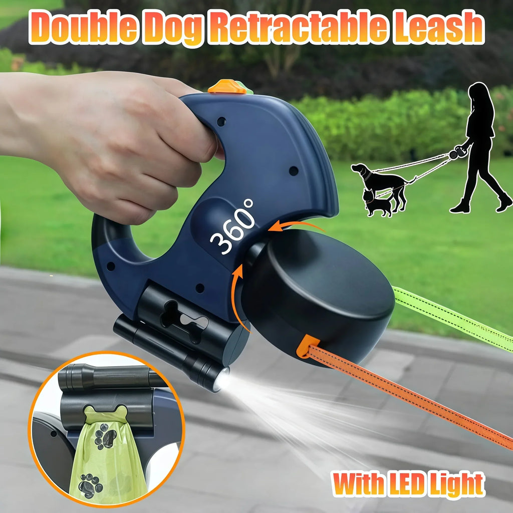 laisse enrouleur double pour chien
