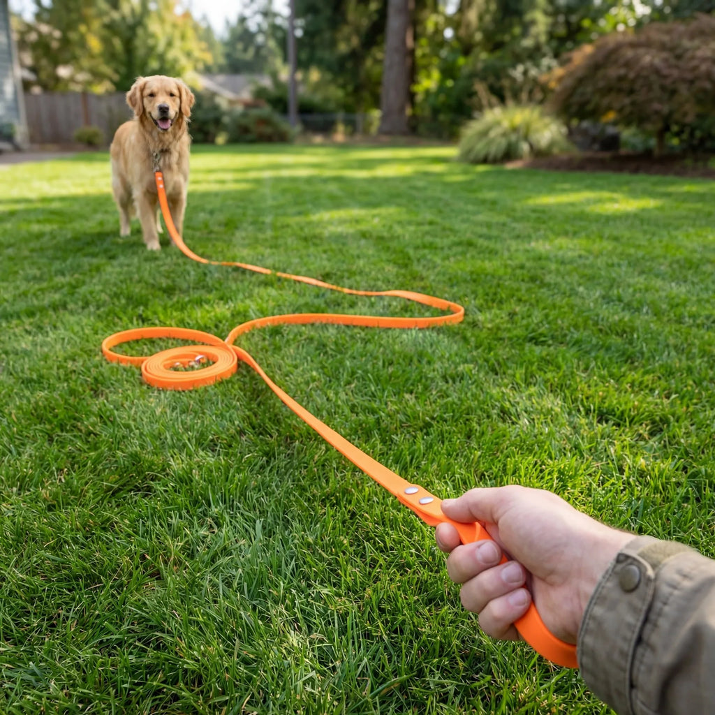 laisse orange pour chien