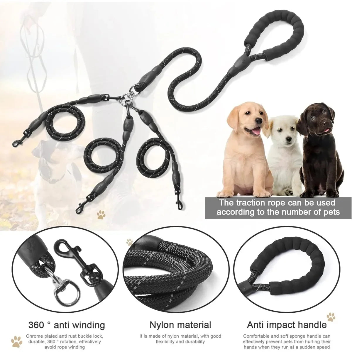 laisse pour promener 3 chien