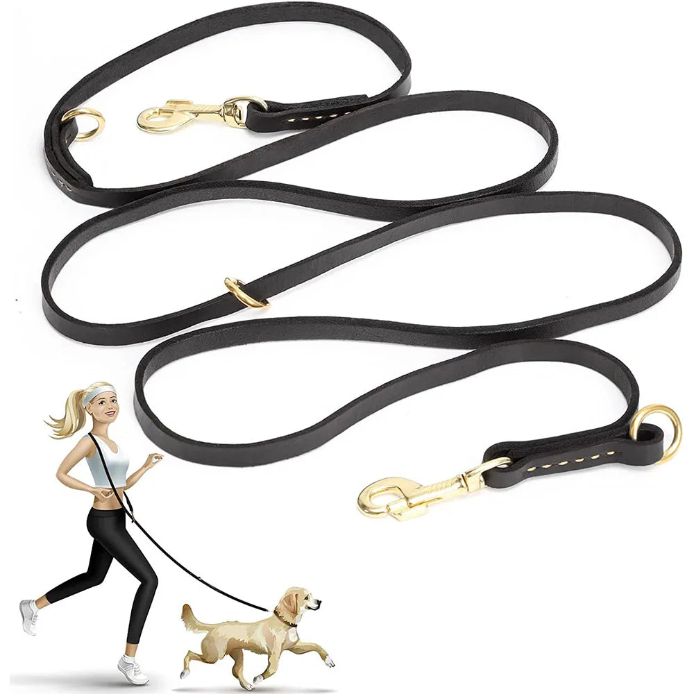 laisse en cuir multiposition chien