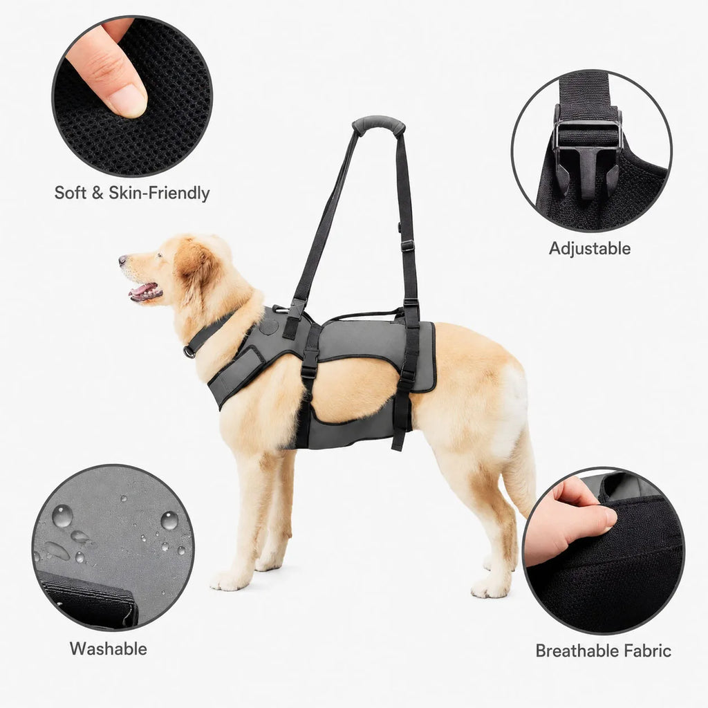 harnais laisse soutien chien a mobilité réduite