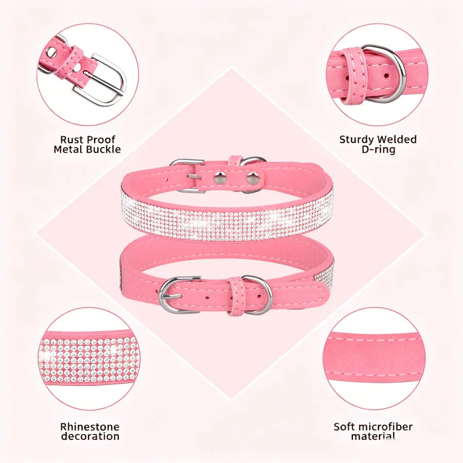collier et laisse strass pour chien
