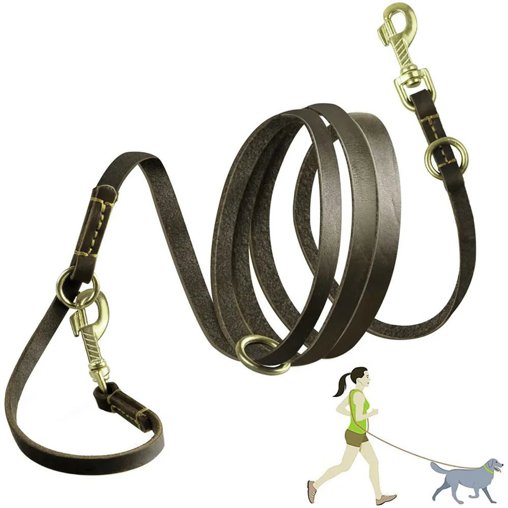 laisse 3 position en cuir pour chien