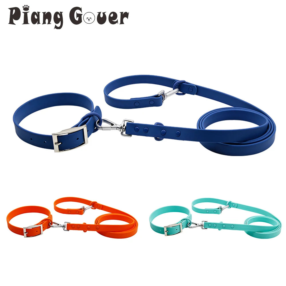 collier et laisse bleu brillante pour chien