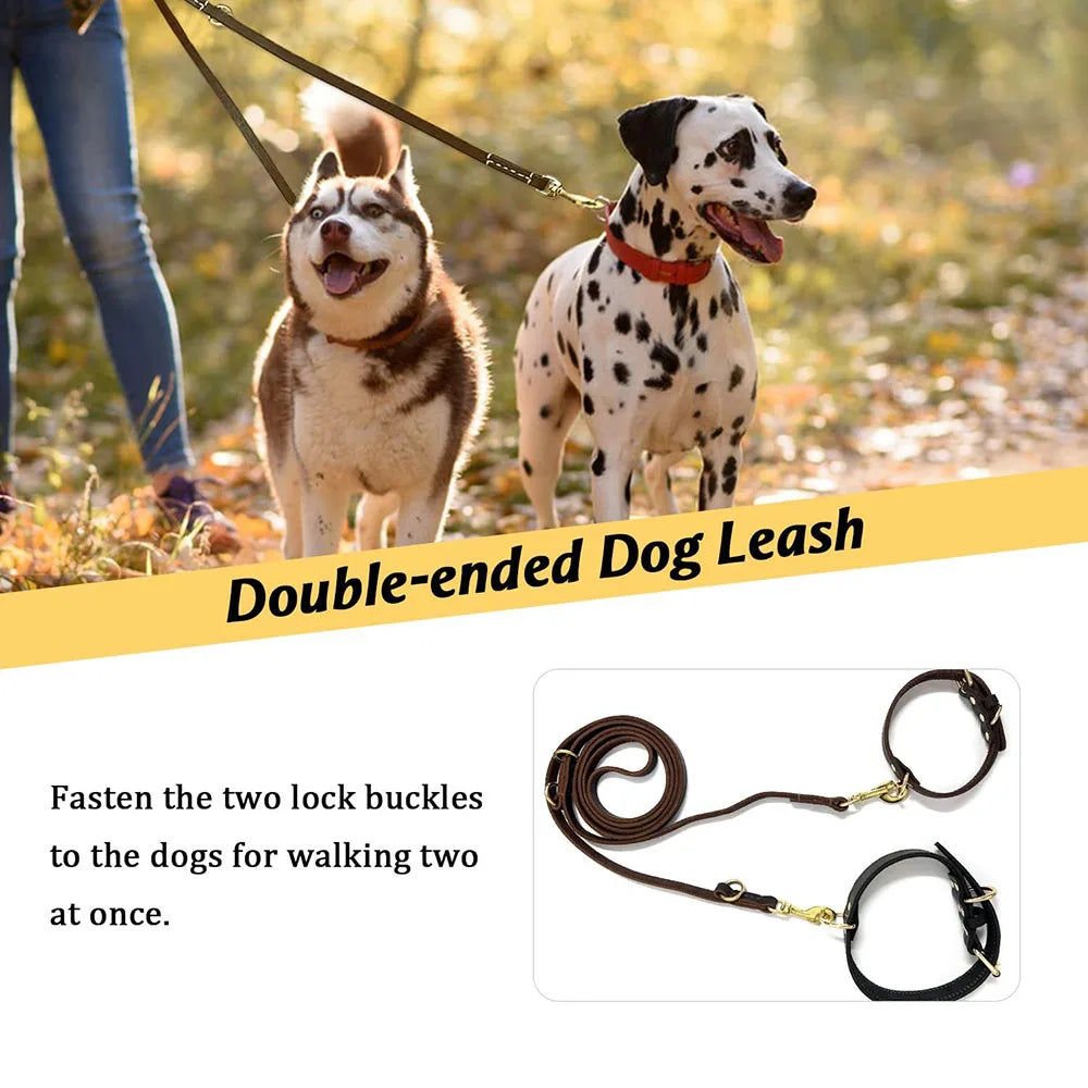 laisse cuir bandoulières pour chien de chasse