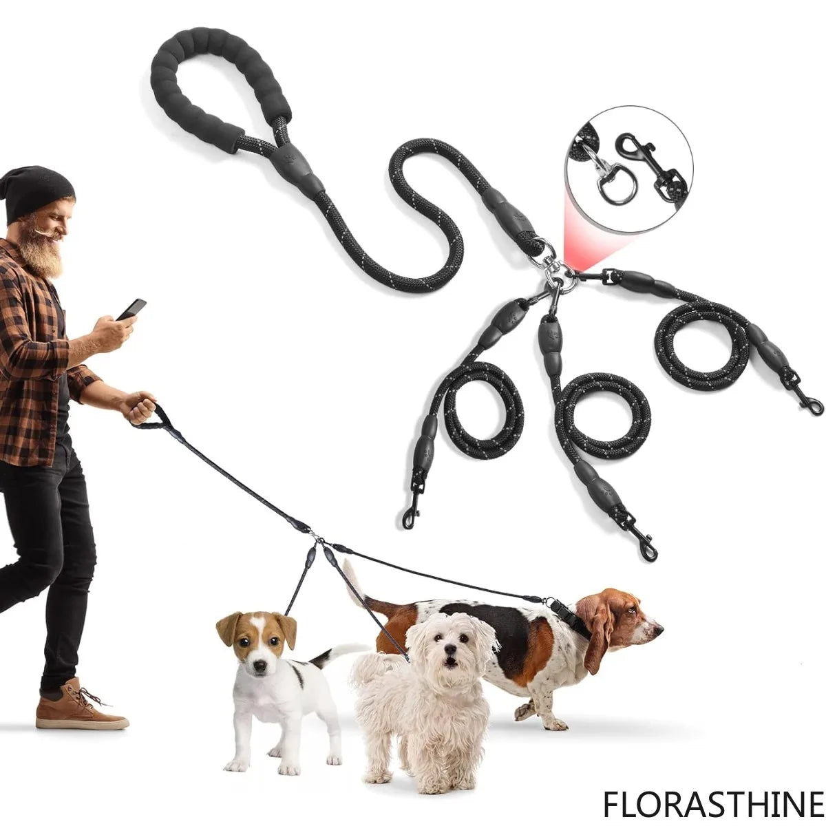 laisse pour promener 3 chien