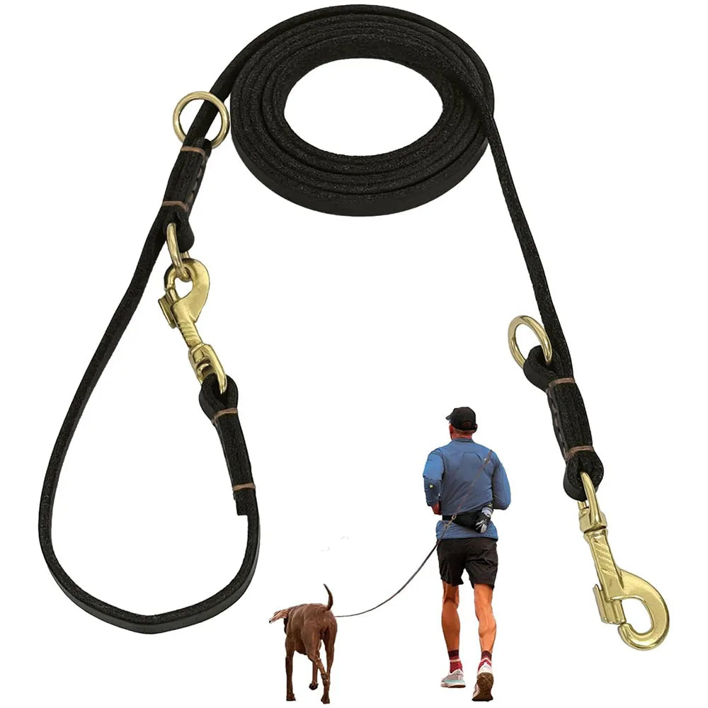 laisse cuir bandoulières pour chien de chasse